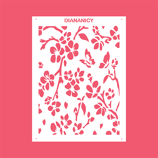 Estêncil Diananicy Nº 550 - Stencil Floral Ramo Confeitaria Pasta Biscoito