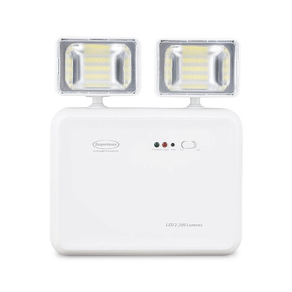 Luminária de Emergência 2200 Lúmens (2 Fárois) - Segurimax