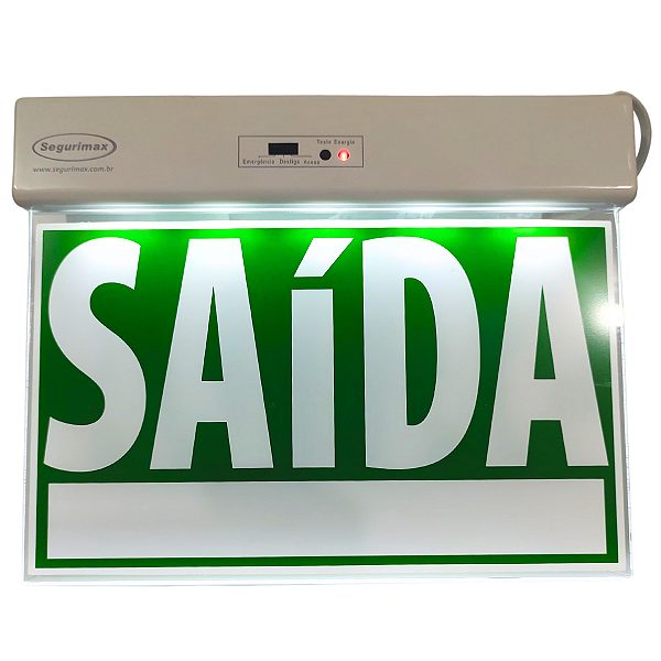 Placa de Balizamento Dupla Face Saída de Emergência com Led (Incluso Adesivos para Direções) - Segurimax