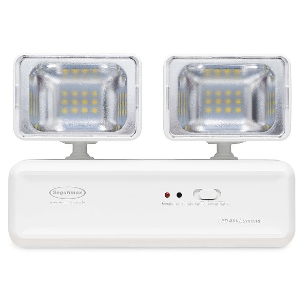 Luminária de Emergência LED Autônoma 400 Lúmens 2 Faróis - Segurimax