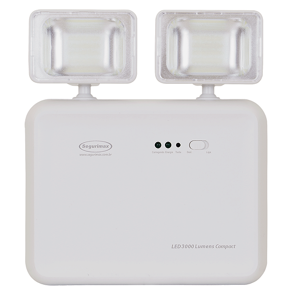 Luminária de Emergência LED Autônoma 3000 Lúmens 2 Faróis Compact - Segurimax