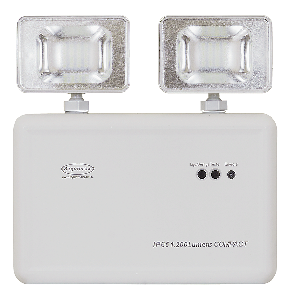 Luz de Emergência LED Autônoma 1200 Lúmens IP65 Compact - Segurimax