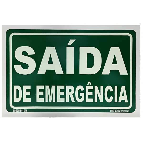 Placa de Sinalização Fotoluminescente (Saída de Emergência) Modelo S13