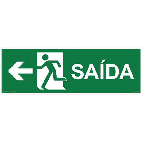 Placa de Sinalização Fotoluminescente (Saída de Emergência à Esquerda) Modelo S13-E