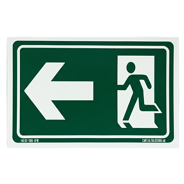Placa de Sinalização Fotoluminescente (Saída à Esquerda) Modelo S2