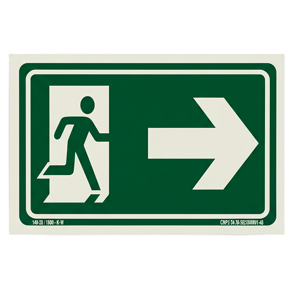 Placa de Sinalização Fotoluminescente (Saída à Direita) Modelo S1