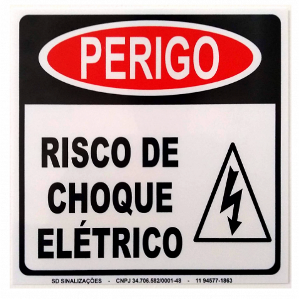 Placa de Sinalização Fotoluminescente (Risco de Choque) Modelo A5