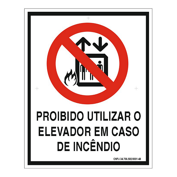 Placa de Sinalização Fotoluminescente (Proibido o Uso de Elevador) Modelo P4