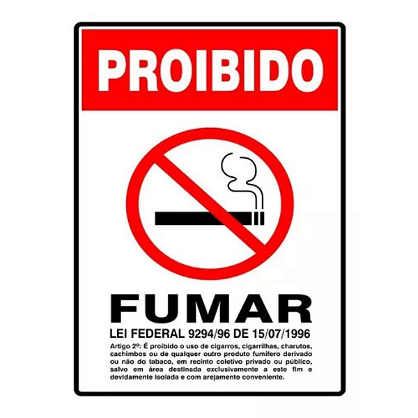 Placa de Sinalização Fotoluminescente (Proibido Fumar) Modelo P1 - Modelo Federal