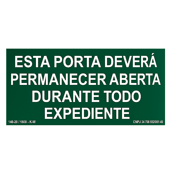 Placa de Sinalização Fotoluminescente (Porta Aberta) Modelo M7