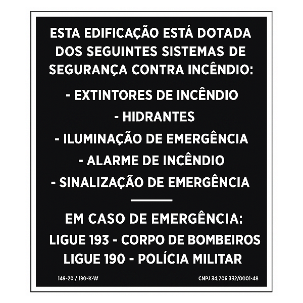 Placa de Sinalização Fotoluminescente (Edificação) Modelo M1