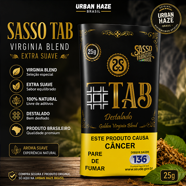 Tabaco Sasso Hash Virginia Blend Extra Suave Natural Premium Destalado 25g