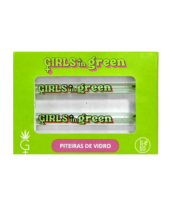 PITEIRA DE VIDRO - HIPPIE BONG COLAB GIRLS IN GREEN (8CM x 5MM)
