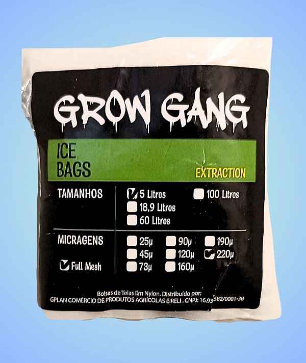 GROW GANG - BOLSA P/ EXTRAÇÃO - 5L - 220 MICRA (FULL MESH)