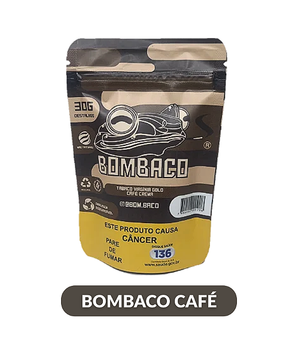 Tabaco Bombaco Café Crema 30g Premium • Aroma Café & Baunilha Suave • Urban Haze Tabacaria no Tatuapé SP • Envio Rápido Brasil