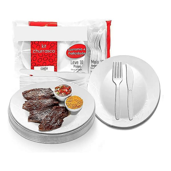 Kit Churrasco Descartável Reforçado Prafesta 90 Peças