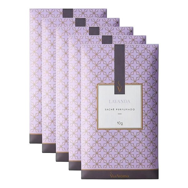 Kit 5 Sachês Perfumados Via Aroma 10g Guarda-roupa Armarios