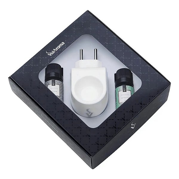 Difusor Via Aroma Aromatizador Elétrico Bivolt 2 Essências Aromas Bamboo E Lavanda