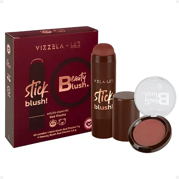 Kit Blush stick/compacto Red mocha - Vizzela
