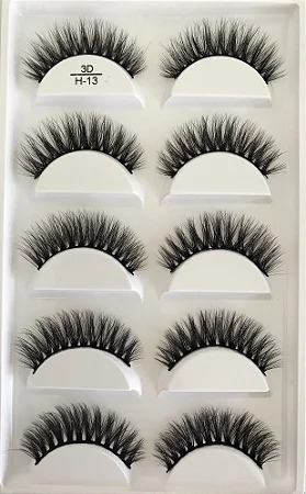 CÍLIOS POSTIÇOS CARTELA COM 5 PARES 3D - H13