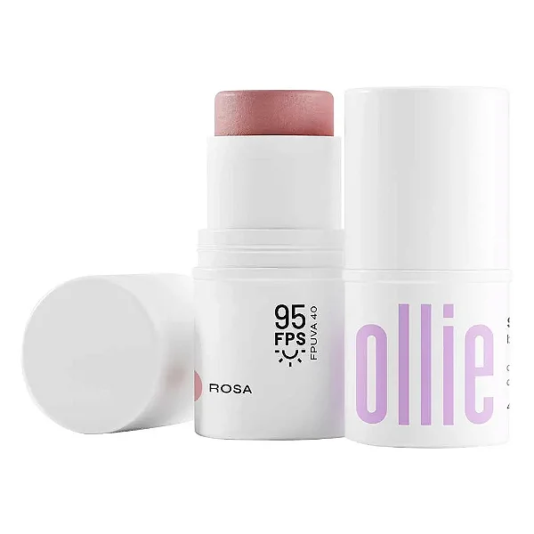 Bastão 3 em 1 - Blush, batom e sombra - cor Rosa - Ollie