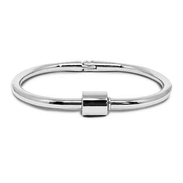 Bracelete Masculino Mosquetão Prata Aço