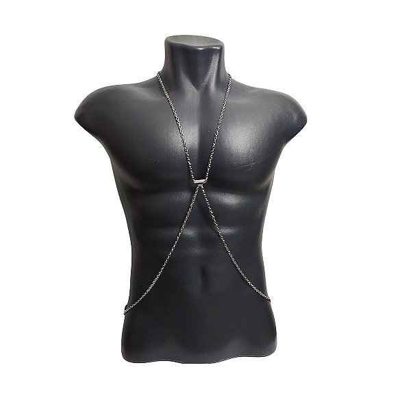 Colar de Corpo Body Chain Masculino Apollo Prata