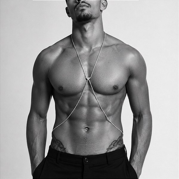 Colar de Corpo Body Chain Masculino Apollo Prata