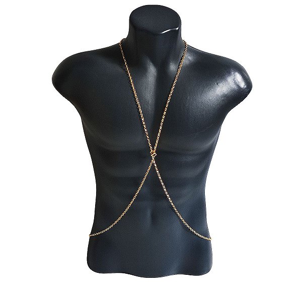 Colar Masculino Body Chain Ravy Aço Dourado