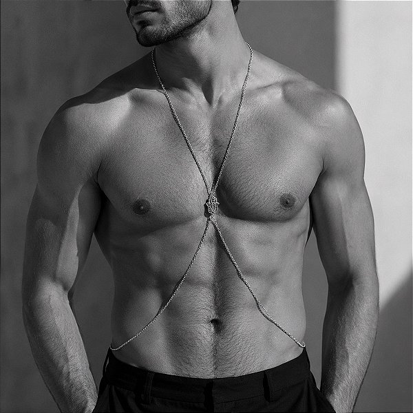 Colar de Corpo Body Chain Corrente de Aço Mão de Fátima