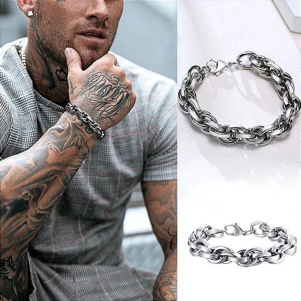 Pulseira Armageddon Aço Prata Torcido Masculina