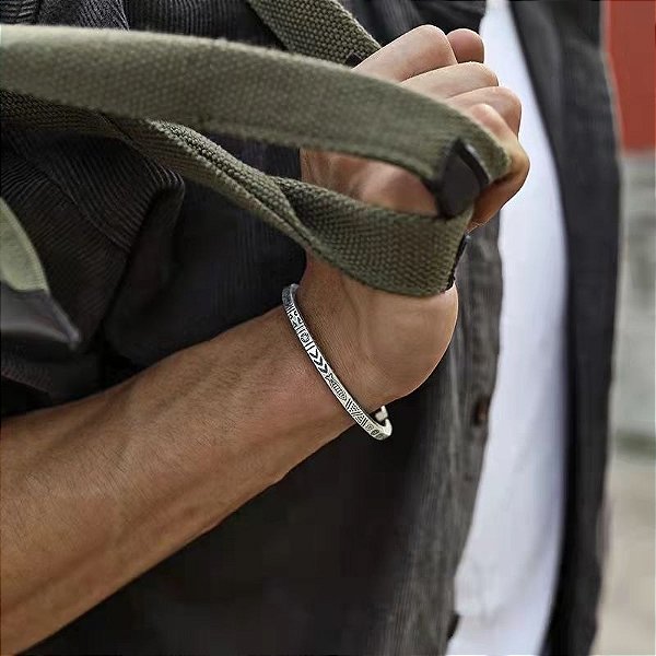 Bracelete Origens Viking Nórdico Aço Ajustável