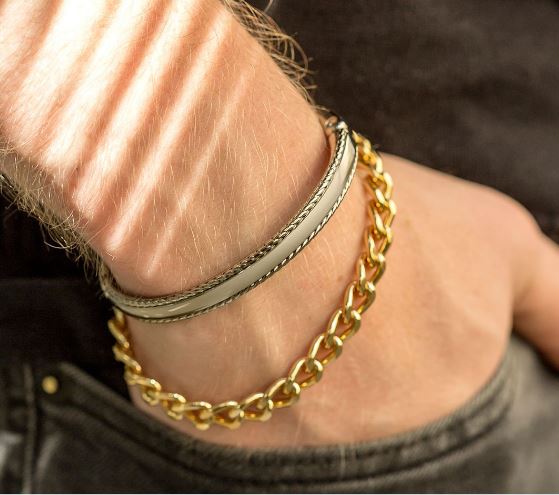 Bracelete Masculino Aço String Prata