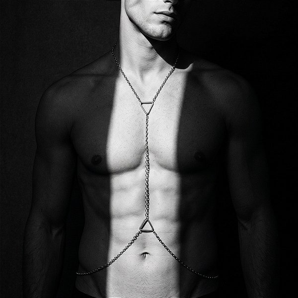 Colar Body Chain Masculino Triangle Aço Prata