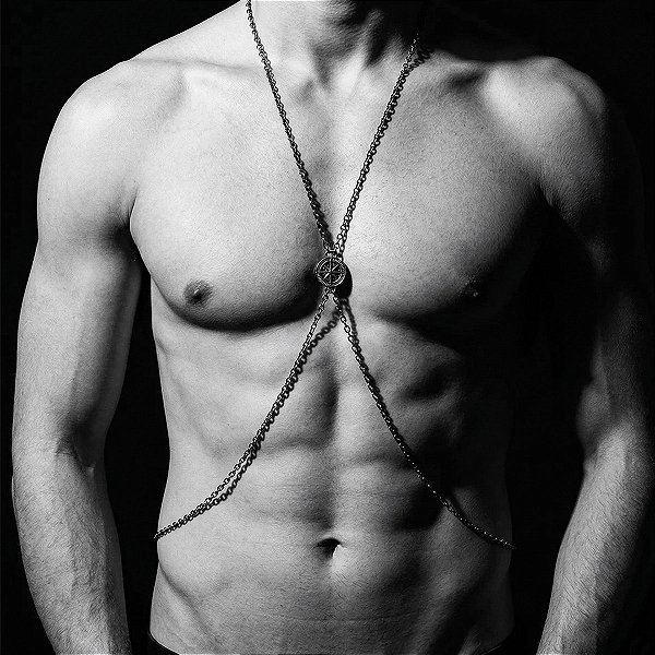 Body Chain Colar de Corpo Masculino Pingente Rosa dos Ventos