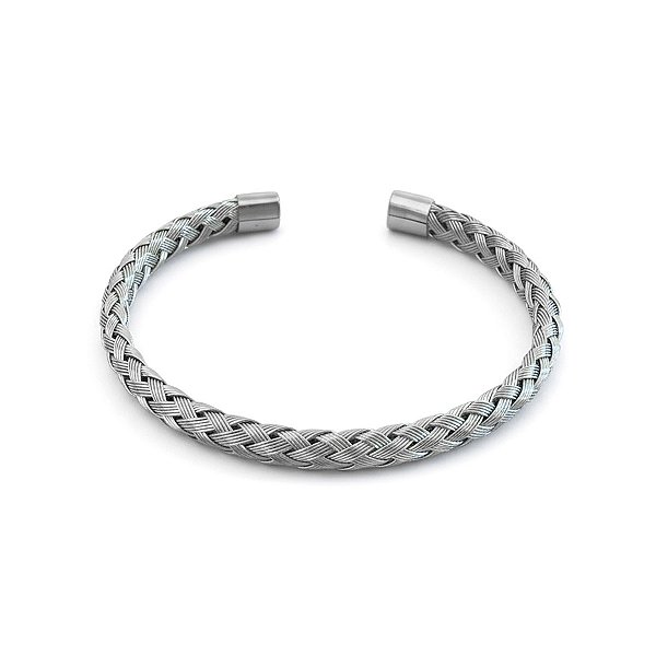 Bracelete Aço Inox Voxy Trançado Prata
