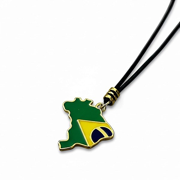 Colar Mapa do Brasil Fio Encerado Ajustável