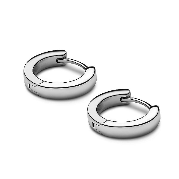 Brinco Masculino Aço Inox Argola Prata - PAR