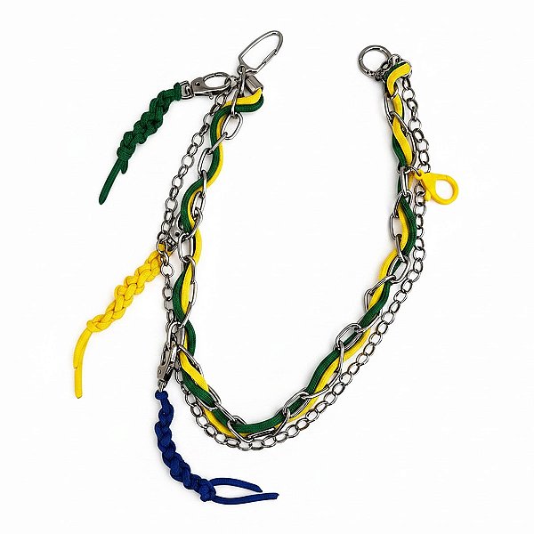 Corrente de Cintura Masculina Lateral Calça Brasil Prata