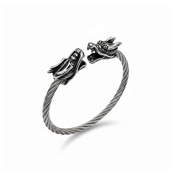 Bracelete Masculino Pulseira de Aço Dragão Viking Ragna