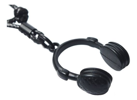 Colar Fio Encerado Ajustável Fone de Ouvido Aço Zamac Preto