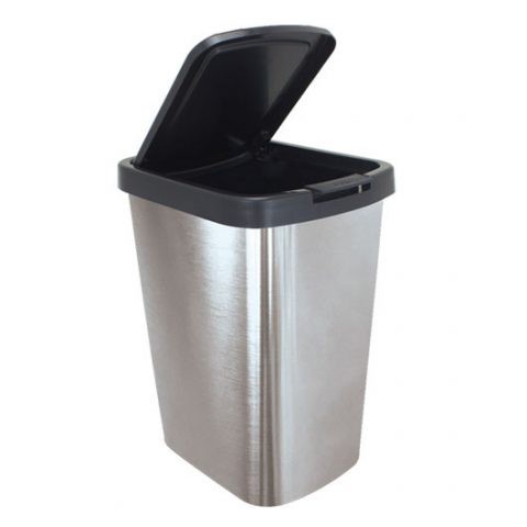 Lixeira Com Tampa Click 9 Litros Imita O Inox Plástico
