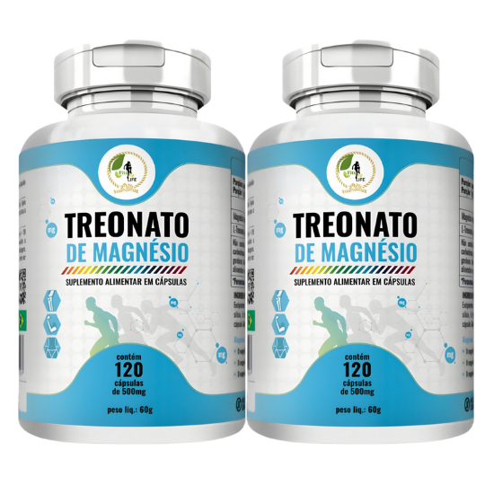 Kit C/ 2 Magnésio Treonato 500mg - 240 Cápsulas - Fits Life