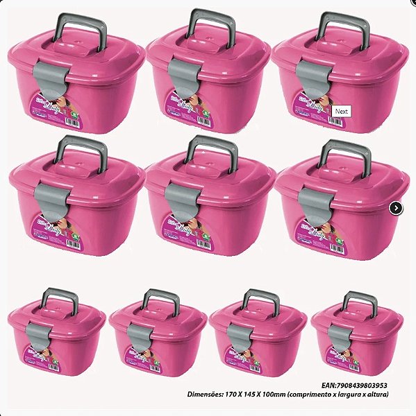 Maleta Mini Lady Box Organizador Plástico Rosa