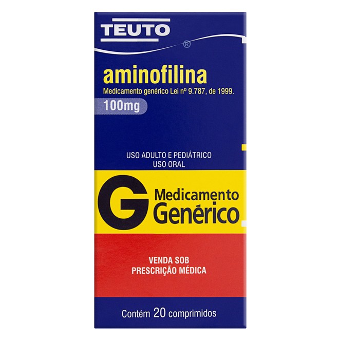 Aminofilina Comprimido Teuto 100Mg, Caixa Com 20 Comprimidos