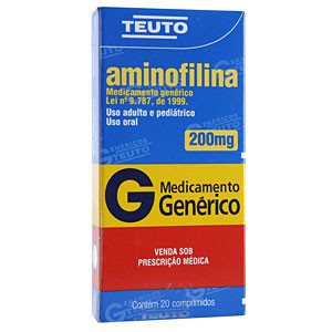 Aminofilina 200mg Genérico Teuto 20 Comprimidos
