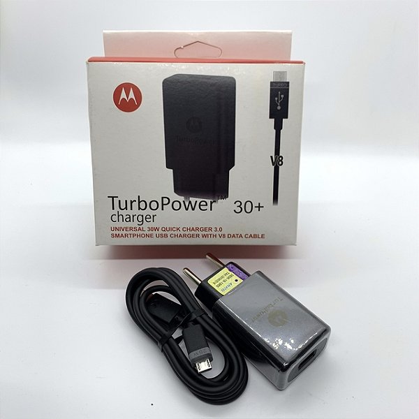 Carregador Motorola 30W USB Turbo Power 3.0 Micro V8 -  ENTRADA V8 -