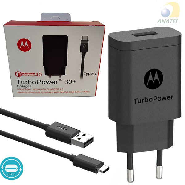 Carregador De Celular TYPE - C Motorola Turbo Power 30W Entrada TYPE - C -