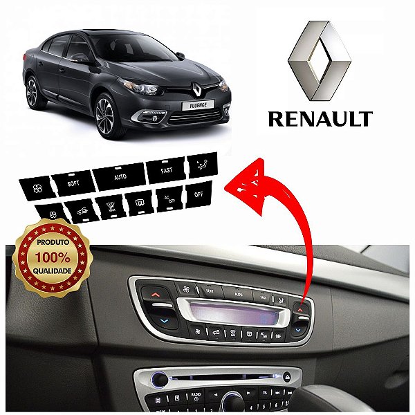 Kit Adesivos - Botões do Ar Condicionado Renault Fluence descascados
