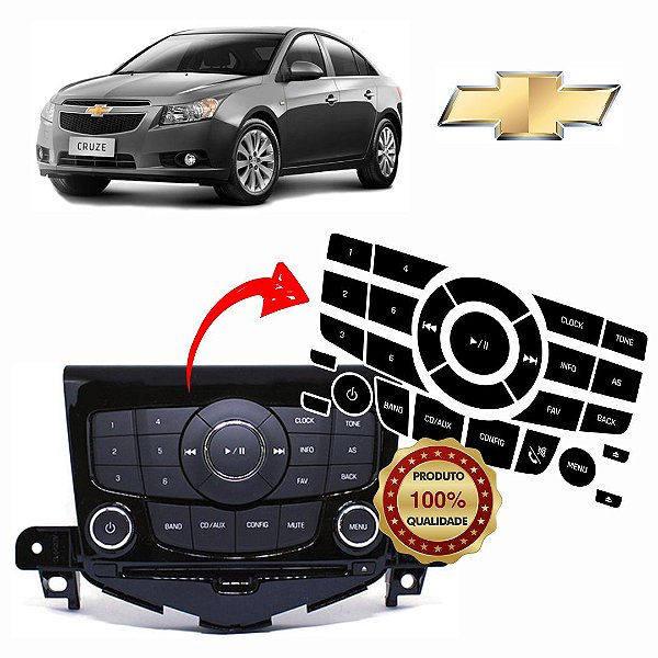 Kit adesivos - Botões ou Teclas do Rádio do Chevrolet Cruze descascados